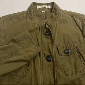 LOFT Utility Jacket Army Green Button & Zipper Closure Pockets Women’s Small